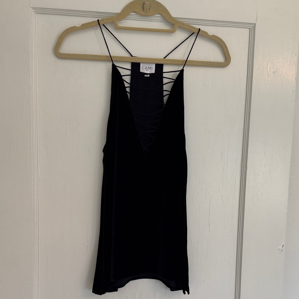 Cami NYC Elegant Black Lace-Up Tank